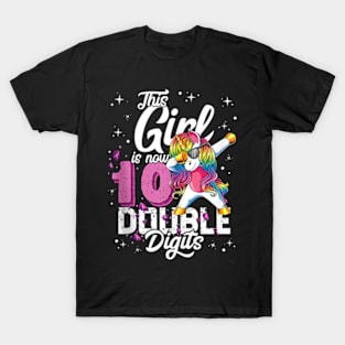 This Girl Is Now 10 Double Digits Dabbing Unicorn Birthday T-Shirt